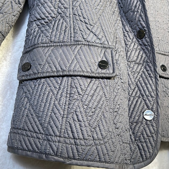 Kenneth Cole New York Grey Quilted Womens Casual Career Small Silver Jacket Coat - Picture 4 of 9